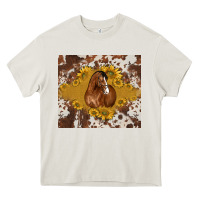 Cream horse Heavy Core Tee - BarkalooDesign