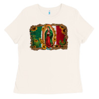 Bone our lady of Guadalupe Mexican flag background Ladies Tee - Jasminsmagicworld