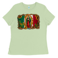 Matcha our lady of Guadalupe Mexican flag background Ladies Tee - Jasminsmagicworld