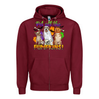 Burgundy pet all the pumpkins Zipper Hoodie - CowGirlArtShop