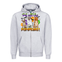 Heather Grey pet all the pumpkins Zipper Hoodie - CowGirlArtShop