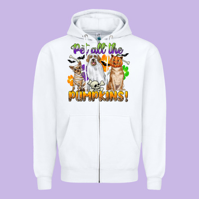 Pet All The Pumpkins Zipper Hoodie Designed By Cowgirlartshop
