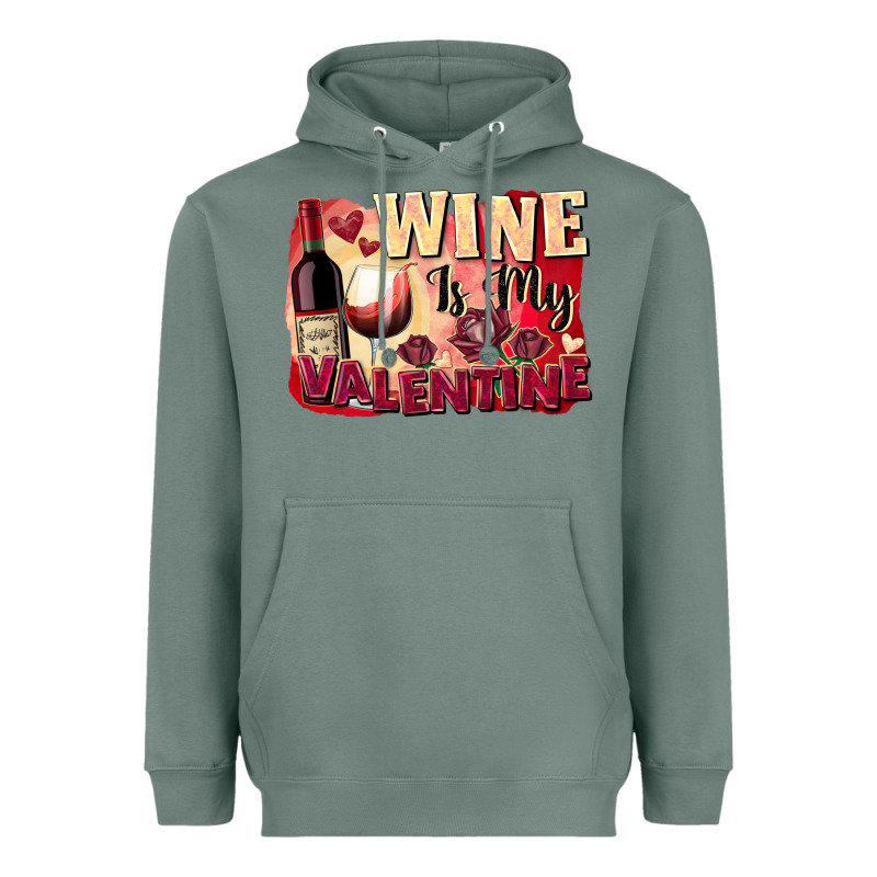 Wine Is My Valentine's Day Heavyweight Hoodie by FaDigitalArtStudio | Teevron