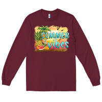 Burgundy summer vibes sunset and fruits Long Sleeve Tee - BarkalooDesign