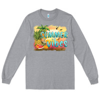 Heather Grey summer vibes sunset and fruits Long Sleeve Tee - BarkalooDesign