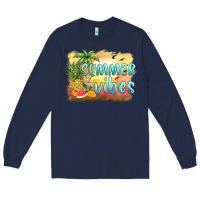 Navy summer vibes sunset and fruits Long Sleeve Tee - BarkalooDesign