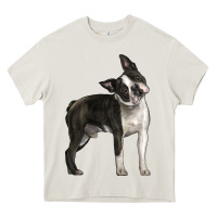 Cream Boston Terrier Heavy Core Tee - LillyAllenDesigns
