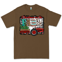 Cacao christmas on the farm tractor buffalo plaid Premium Tee - Jasminsmagicworld