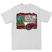 Christmas On The Farm Tractor Buffalo Plaid Premium Tee | Teevron