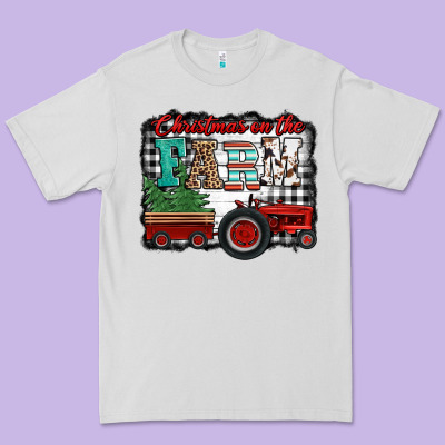 Christmas On The Farm Tractor Buffalo Plaid Premium Tee Designed By Jasminsmagicworld