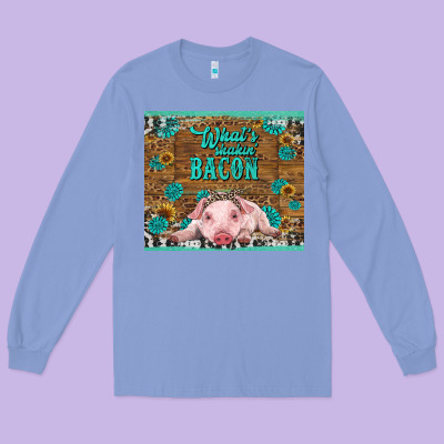 Whats Shakin Bacon Baby Pig Long Sleeve Tee Designed By Ranaportraitstore