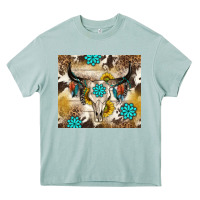 Arona cowhide leopard bull skull gemstone Heavy Core Tee - NancyCooperArtShop