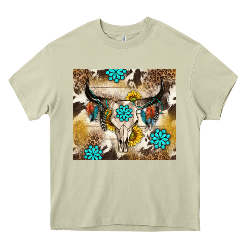 Cowhide Leopard Bull Skull Gemstone Heavy Core Tee by NancyCooperArtShop | Teevron