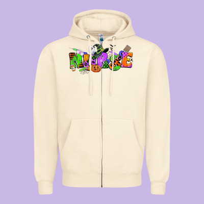 Halloween Nurse Zipper Hoodie Designed By Cowgirlartshop