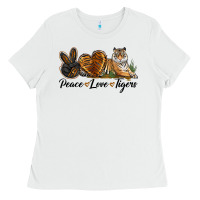 White Peace Love Tigers Ladies Tee - LillyAllenDesigns