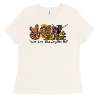 Bone Peace Love Texas Longhorn Bull Ladies Tee - LillyAllenDesigns