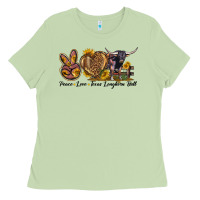 Peace Love Texas Longhorn Bull Ladies Tee | Teevron