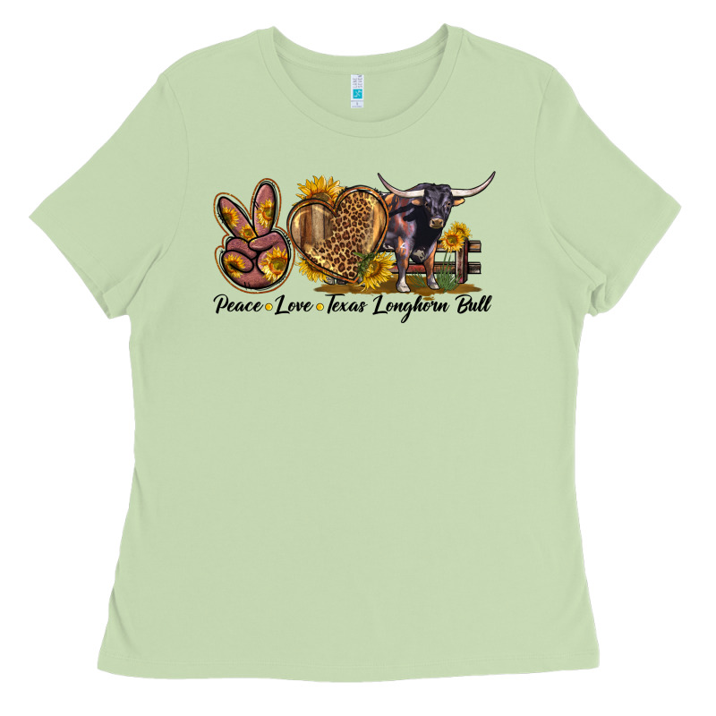 Peace Love Texas Longhorn Bull Ladies Tee by LillyAllenDesigns | Teevron