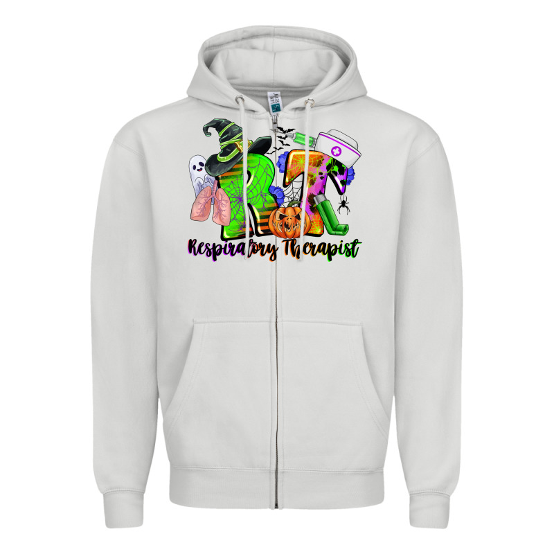 Rt Respiratory Therapist Halloween Zipper Hoodie by CowGirlArtShop | Teevron