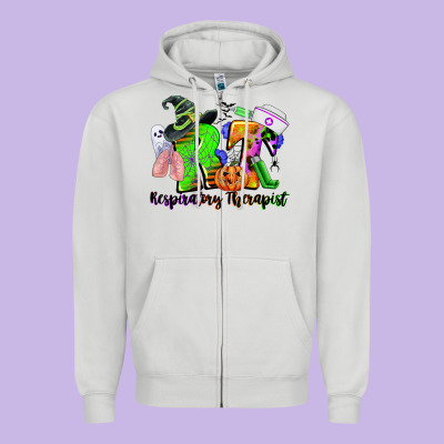Rt Respiratory Therapist Halloween Zipper Hoodie Designed By Cowgirlartshop