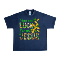 Navy I Don't Need Luck I've Got Jesus St. Patricks Urban Heavy Tee - BundleAndBundleShop