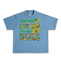Pebble Blue I Don't Need Luck I've Got Jesus St. Patricks Urban Heavy Tee - BundleAndBundleShop