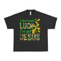 Pigment Black I Don't Need Luck I've Got Jesus St. Patricks Urban Heavy Tee - BundleAndBundleShop