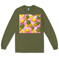 Army Green pink pineapple Long Sleeve Tee - BarkalooDesign
