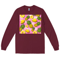 Burgundy pink pineapple Long Sleeve Tee - BarkalooDesign