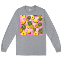 Heather Grey pink pineapple Long Sleeve Tee - BarkalooDesign