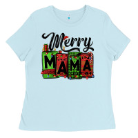 Baby Blue merry mama Christmas Ladies Tee - Jasminsmagicworld