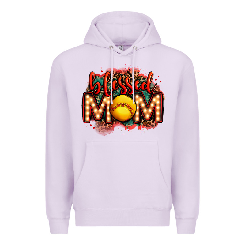 Blessed Softball Mom Lightbulb Letters Premium Hoodie by OliviaCreatesArt | Teevron