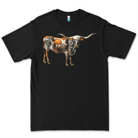 Black Texas Longhorn Cow Premium Tee - LillyAllenDesigns