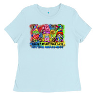 Baby Blue accept understand love autism awareness western background Ladies Tee - BarkalooDesign