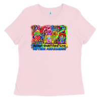 Bubblegum Pink accept understand love autism awareness western background Ladies Tee - BarkalooDesign