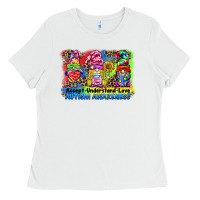 White accept understand love autism awareness western background Ladies Tee - BarkalooDesign