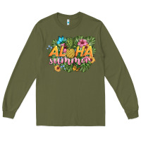 Army Green aloha summer Long Sleeve Tee - BarkalooDesign