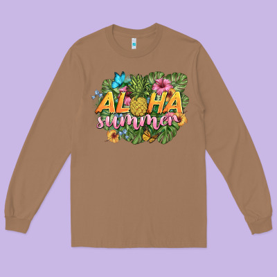 Aloha Summer Long Sleeve Tee Designed By Barkaloodesign