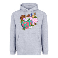 Heather Grey Easter Day Western Easter hearts Heavyweight Hoodie - OliviaCreatesArt