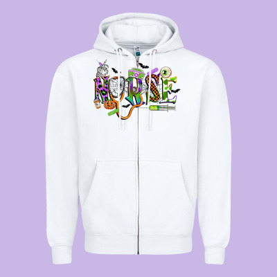 Halloween Nurse Zipper Hoodie Designed By Cowgirlartshop