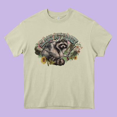 Classy But Trashy Racoon Heavy Core Tee Designed By Nancycooperartshop