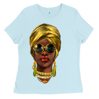 Baby Blue african woman Ladies Tee - NancyCooperArtShop