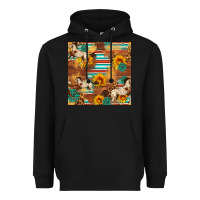 Black Western Horse Sunflowers Gemstone Seamless Pattern Heavyweight Hoodie - FaDigitalArtStudio