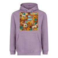 Lavender Western Horse Sunflowers Gemstone Seamless Pattern Heavyweight Hoodie - FaDigitalArtStudio