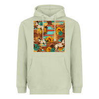 Matcha Western Horse Sunflowers Gemstone Seamless Pattern Heavyweight Hoodie - FaDigitalArtStudio