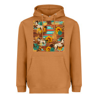 Meerkat Western Horse Sunflowers Gemstone Seamless Pattern Heavyweight Hoodie - FaDigitalArtStudio