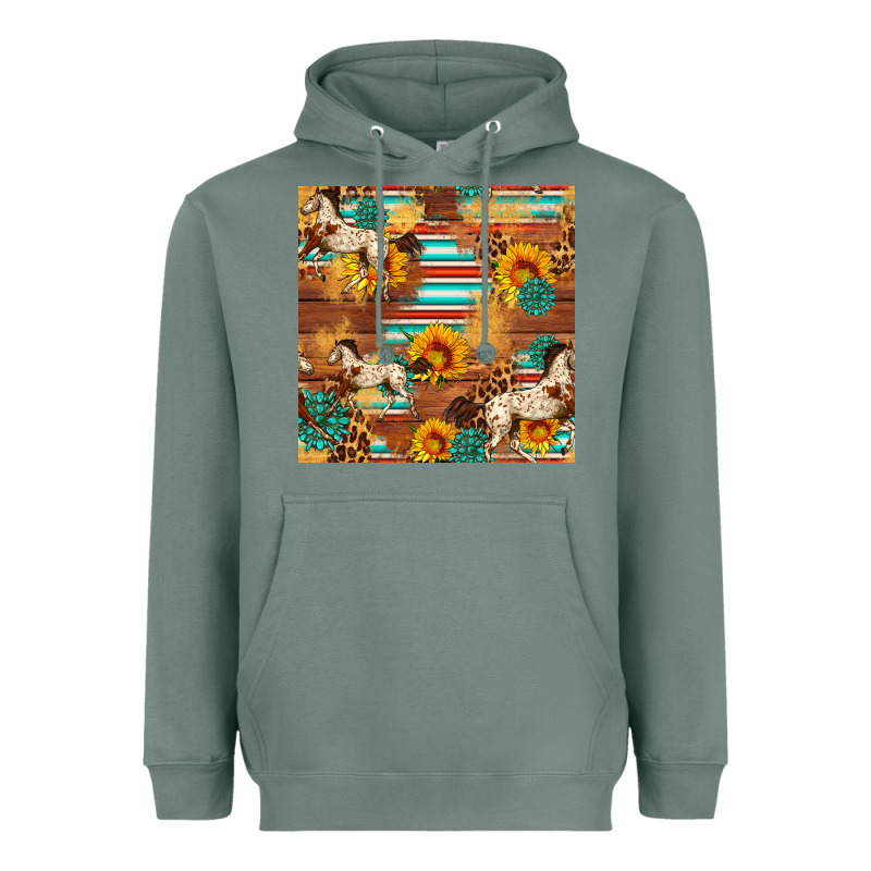 Western Horse Sunflowers Gemstone Seamless Pattern Heavyweight Hoodie by FaDigitalArtStudio | Teevron
