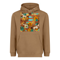 Toasted Coconut Western Horse Sunflowers Gemstone Seamless Pattern Heavyweight Hoodie - FaDigitalArtStudio