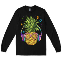 Black pineapple with headphone Long Sleeve Tee - BarkalooDesign