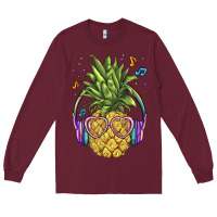 Burgundy pineapple with headphone Long Sleeve Tee - BarkalooDesign